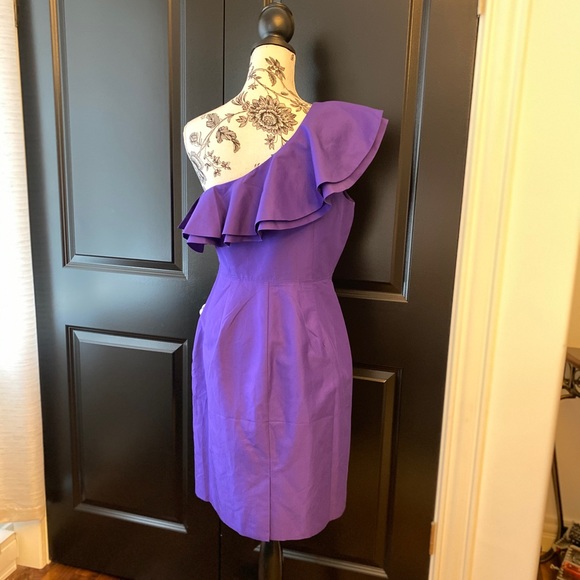 NWOT J. Crew one shoulder ruffle dress - Picture 2 of 4